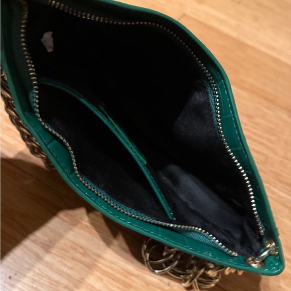 Zara Kelly Green Midi Dress & Matching Animal Skin Bag With Metal Chain Set NWOT - Picture 9 of 15